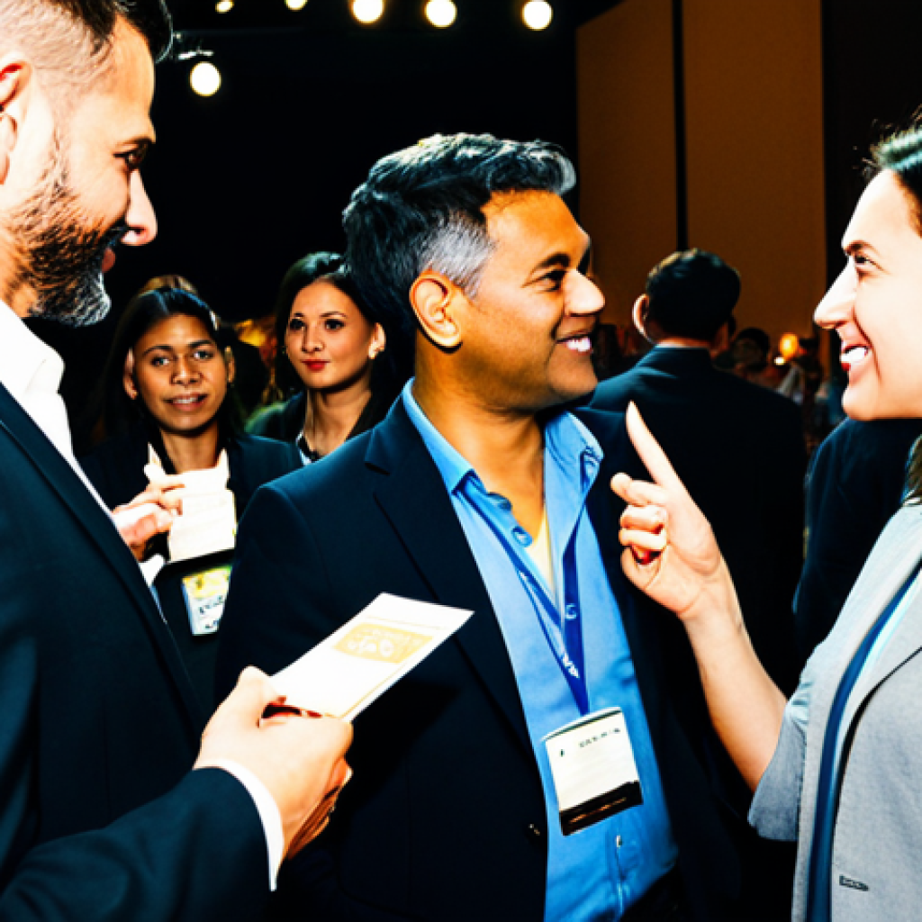 Networking at an Industry Event**

"A diverse group of fully clothed media professionals networking at a film festival, appropriate attire, safe for work, modern conference hall, engaging in conversations, exchanging business cards, professional environment, warm lighting, perfect anatomy, correct proportions, natural poses, well-formed hands, proper finger count, family-friendly, high-quality photography."

**