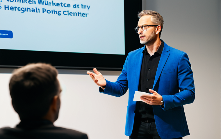 **

"A skilled freelance media producer, fully clothed in professional attire, giving a presentation at an industry conference about the importance of storytelling, appropriate content, safe for work, perfect anatomy, correct proportions, well-formed hands, modern lighting, professional setting."

**