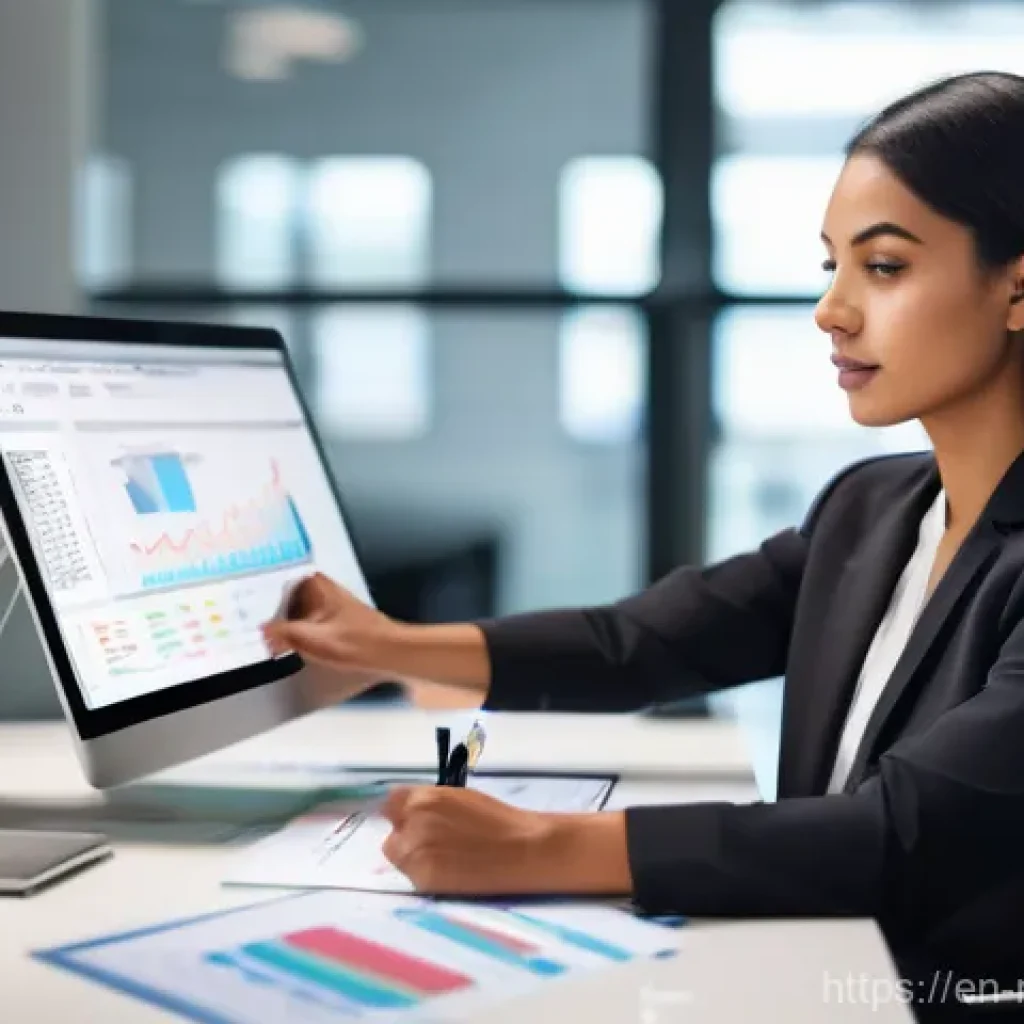 미디어 프로듀서 이직 성공 전략 - A focused young professional, dressed in smart business casual attire, sits at a modern, ergonomic d...