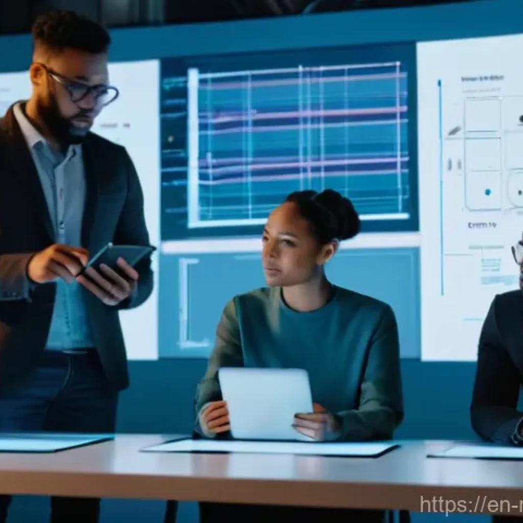 미디어 프로듀서가 활용하는 최신 기술 - **Prompt:** A diverse group of creative professionals in a modern, brightly lit production studio, a...