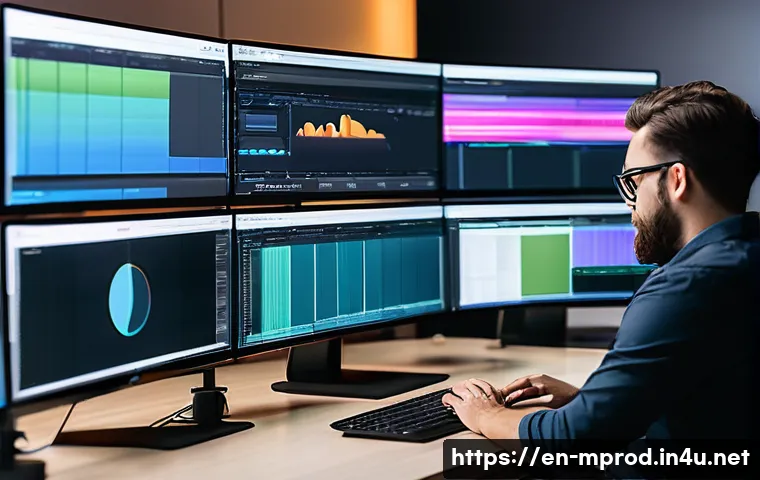 미디어 프로듀서 자격증 시험 후기 - A modern media production studio scene showing a diverse team of professionals collaborating on a pr...