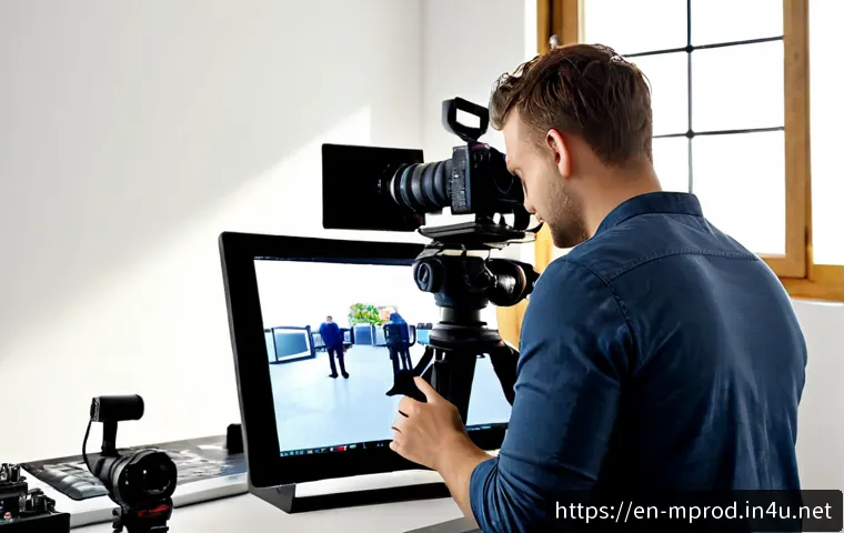 Home 17 미디어 프로듀서 직무와 관련된 트렌드 - Photorealistic modern media producer coordinating a hybrid production from a bright creative studio,...